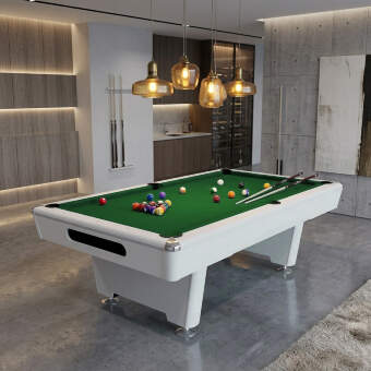 Бильярдный стол для пула Dynamic Billard Triumph Plus 8 футов матово-белый в комплекте, аксессуары и сукно Бильярдный стол для пула Dynamic Billard Triumph Plus 8 футов матово-белый в комплекте, аксессуары и сукно